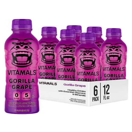 Vitamals Enhanced Flavored Water - Gorilla Grape - 12 fl oz (Pack of 6)