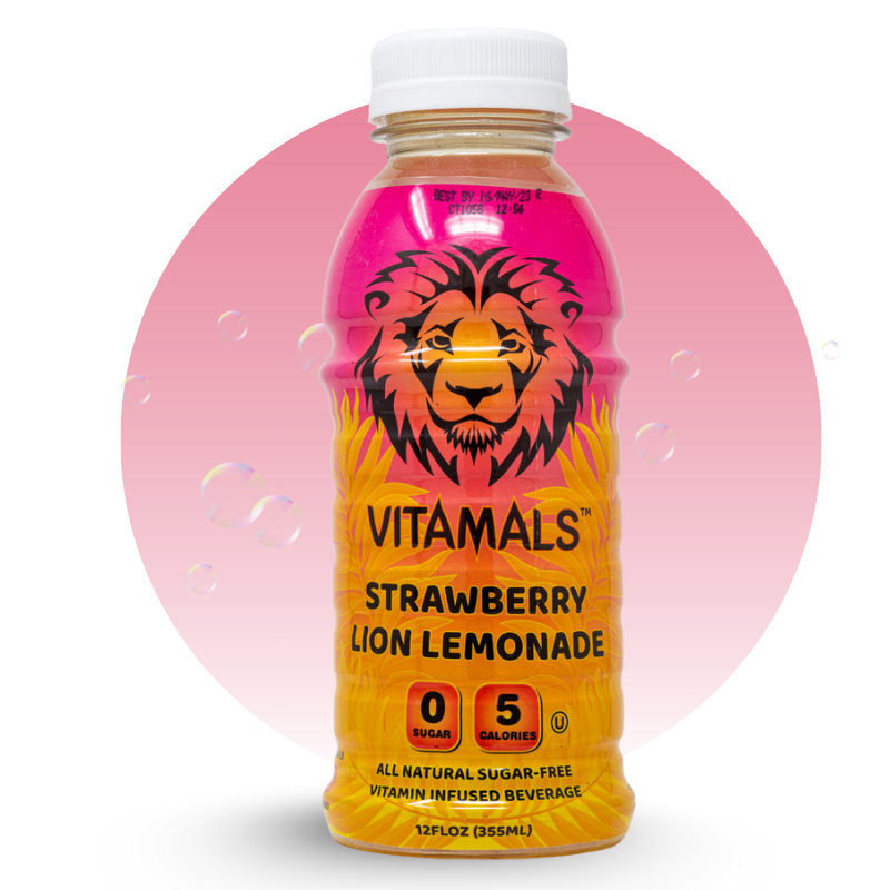 Vitamals Enhanced Flavored Water - Strawberry Lion Lemonade - 12 fl oz (Pack of 6)