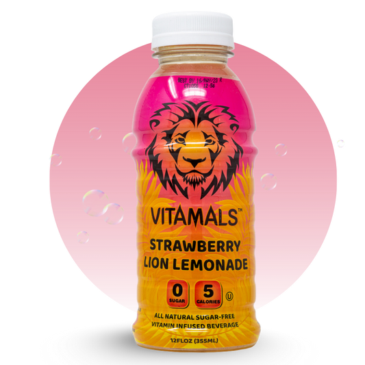 Vitamals Enhanced Flavored Water - Strawberry Lion Lemonade - 12 fl oz (Pack of 6)