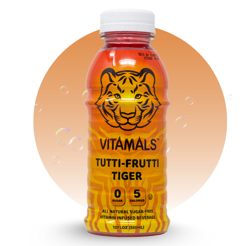Vitamals Enhanced Flavored Water - Tutti Frutti Tiger - 12 fl oz (Pack of 6)