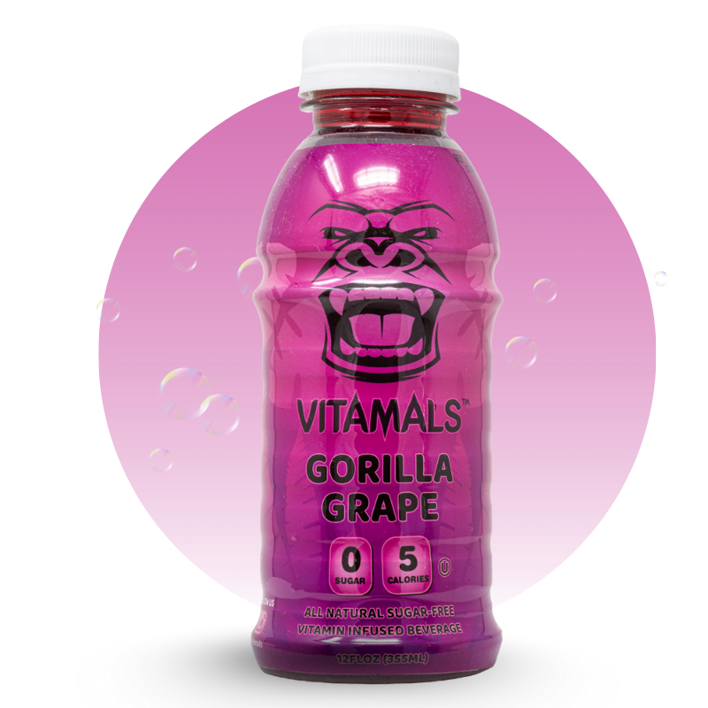 Vitamals Enhanced Flavored Water - Gorilla Grape - 12 fl oz (Pack of 6)