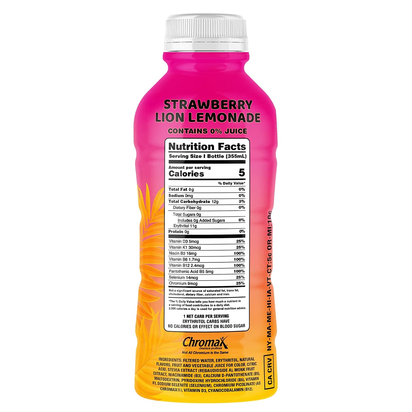 Vitamals Enhanced Flavored Water - Strawberry Lion Lemonade - 12 fl oz (Pack of 6)