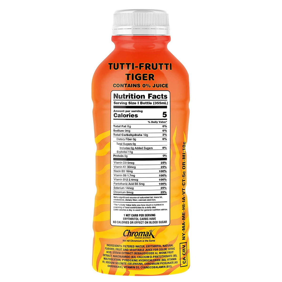 Vitamals Enhanced Flavored Water - Tutti Frutti Tiger - 12 fl oz (Pack of 6)