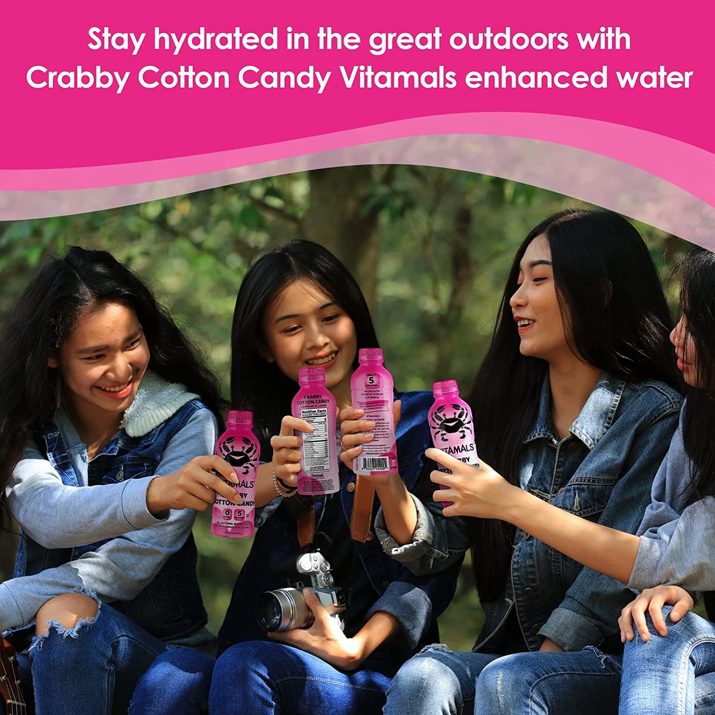 Vitamals Enhanced Flavored Water - Crabby Cotton Candy - 12 fl oz (Pack of 6)