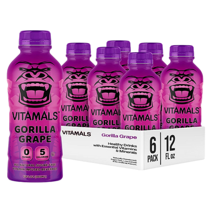 Vitamals Enhanced Flavored Water - Gorilla Grape - 12 fl oz (Pack of 6)