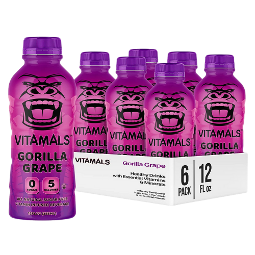 Vitamals Enhanced Flavored Water - Gorilla Grape - 12 fl oz (Pack of 6)
