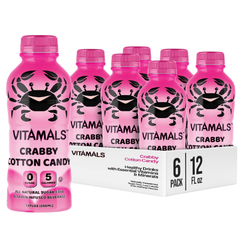 Vitamals Enhanced Flavored Water - Crabby Cotton Candy - 12 fl oz (Pack of 6)