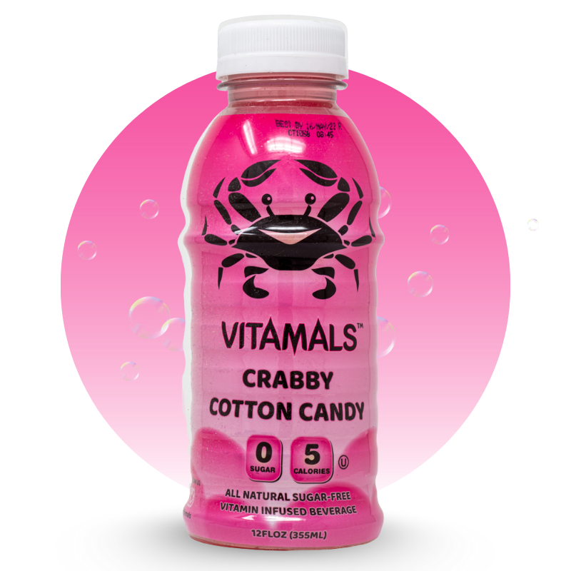 Vitamals Enhanced Flavored Water - Crabby Cotton Candy - 12 fl oz (Pack of 6)