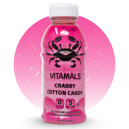 Vitamals Enhanced Flavored Water - Crabby Cotton Candy - 12 fl oz (Pack of 6)