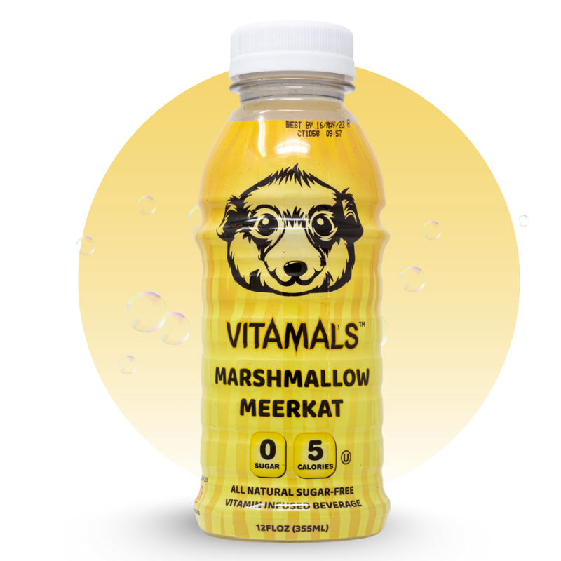 Vitamals Enhanced Flavored Water - Marshmallow Meerkat - 12 fl oz (Pack of 6)