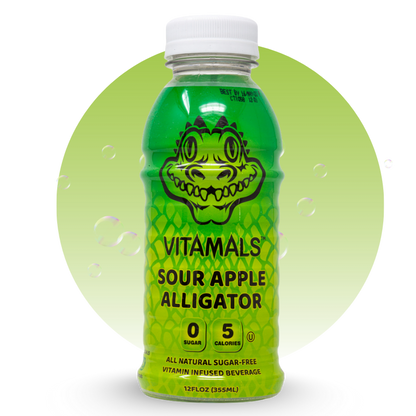 Vitamals Enhanced Flavored Water - Sour Apple Alligator - 12 fl oz (Pack of 6)