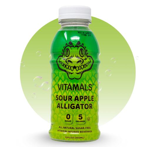 Vitamals Enhanced Flavored Water - Sour Apple Alligator - 12 fl oz (Pack of 6)