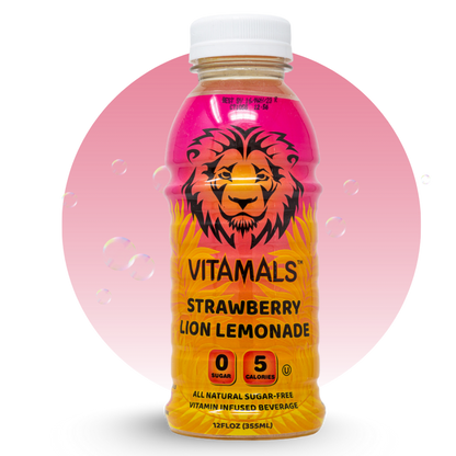 Vitamals Enhanced Flavored Water - Strawberry Lion Lemonade - 12 fl oz (Pack of 6)