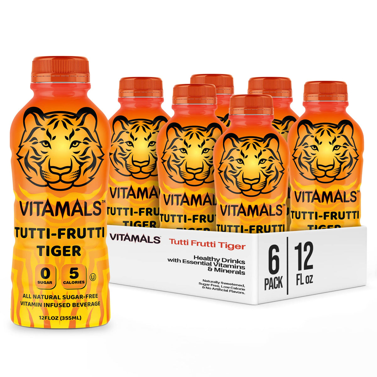 Vitamals Enhanced Flavored Water - Tutti Frutti Tiger - 12 fl oz (Pack of 6)